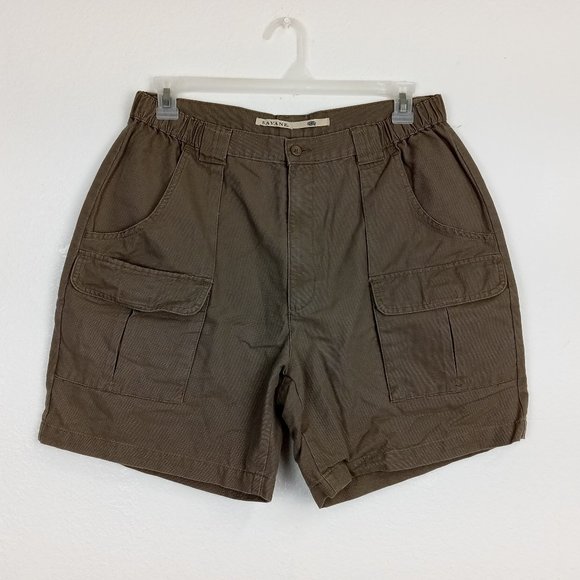 Savane Men's Cargo Shorts Size 36 Brown Stretch Waist 100% Cotton Outdoor Hiking - Picture 1 of 15